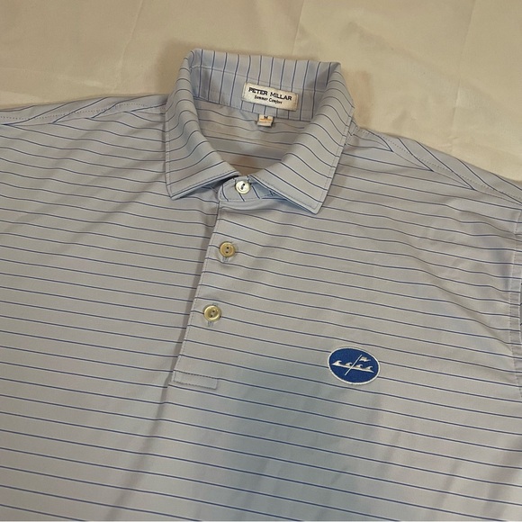 Peter Millar Light Blue Striped Polo - Picture 2 of 7